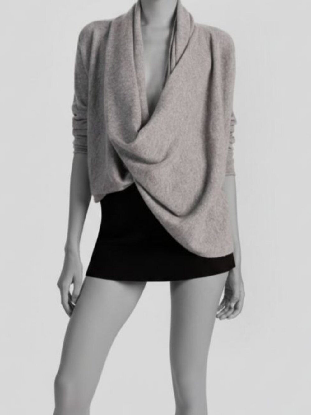 Alice + Olivia Women's Gray Cashmere Draped Pullover Sweater Size S
